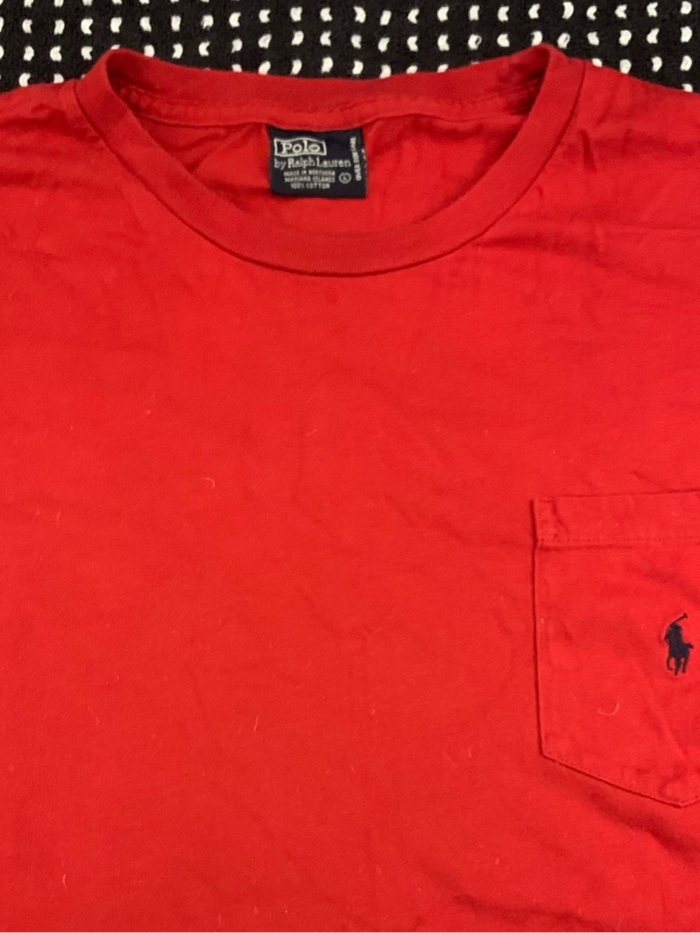 RL POLO SS Red All Cotton Pocket Tee
